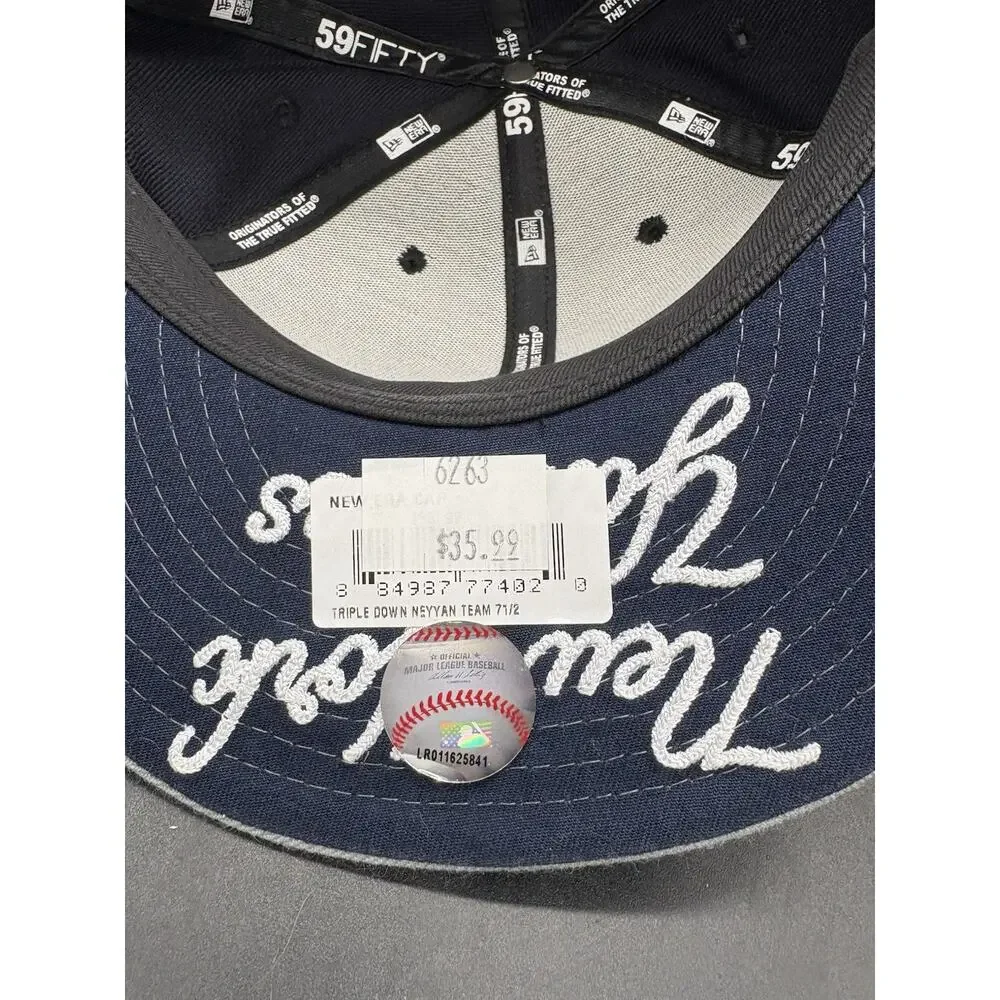 NEW YORK YANKEES MLB NEW ERA 5950 NAVY GRAY BRIM NYY UNDER BRIM FITTED HAT 7 1/2
